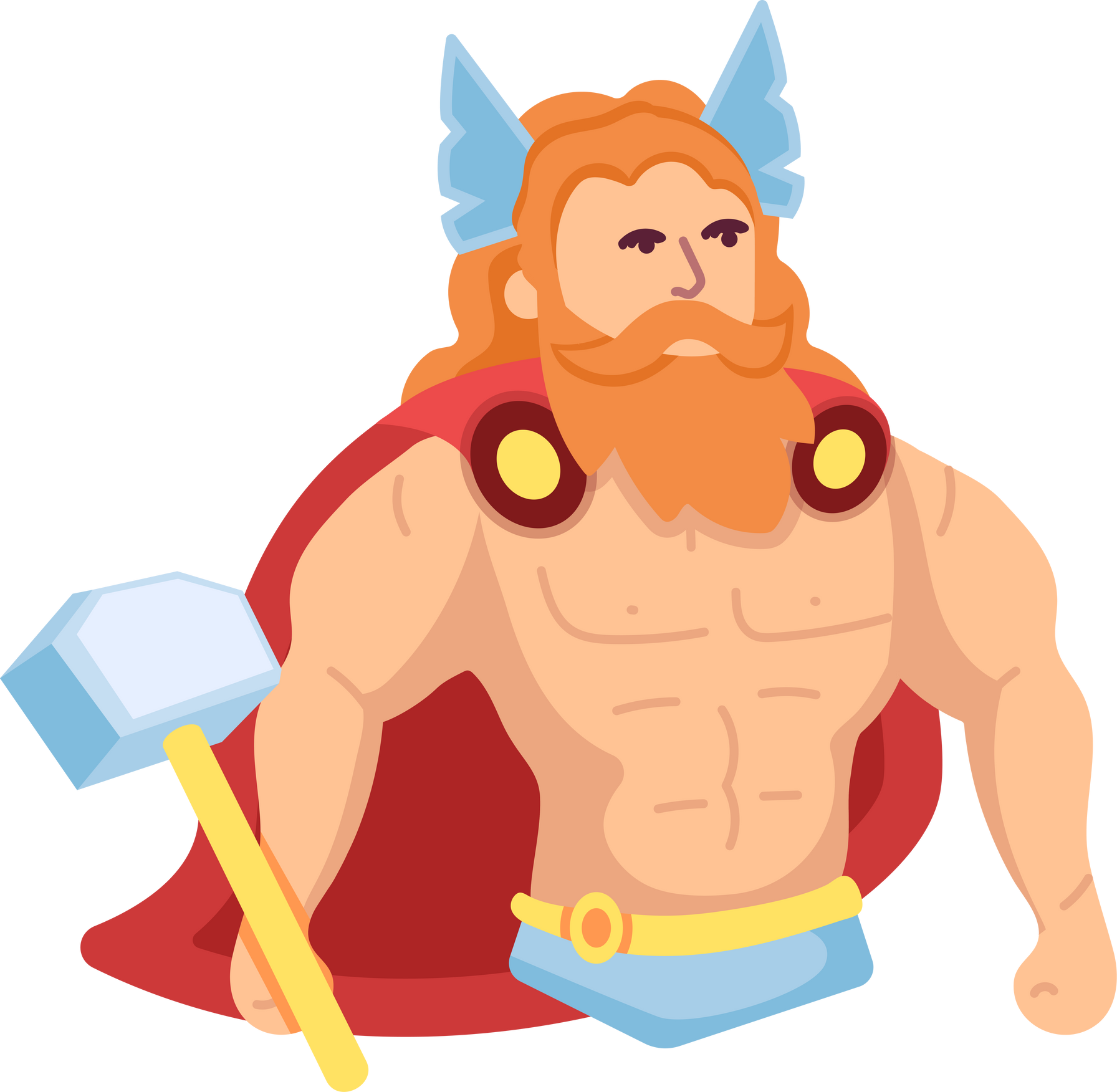 Thor Cartoon Character with Hammer.